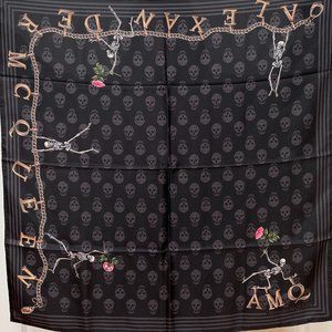 Black Silk Flower Biker Scarf from ALEXANDER MCQUEEN